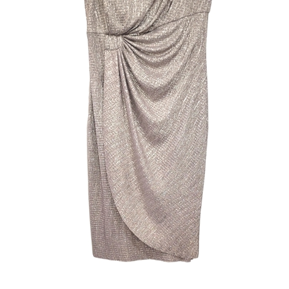 Connected Apparel Shimmer Midi Sleeveless Faux Wrap semi formal Dress Size 6 - Picture 5 of 12